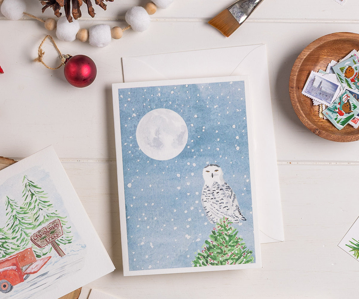 Snowy Owl Holiday Card – El's Cards