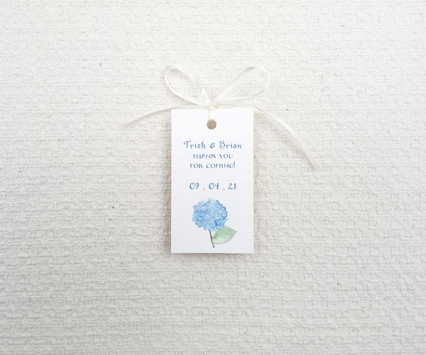 Hydrangea and greens favor tags
