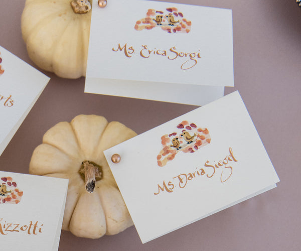 Autumn trees with birds place card Melissa Mullen photography