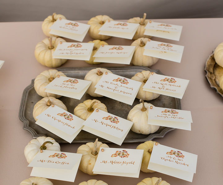 Autumn trees with birds place card