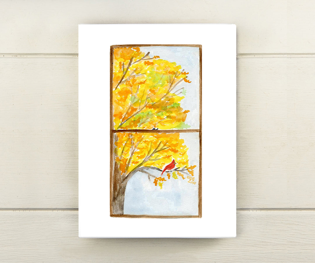 Cardinal In Window Card
