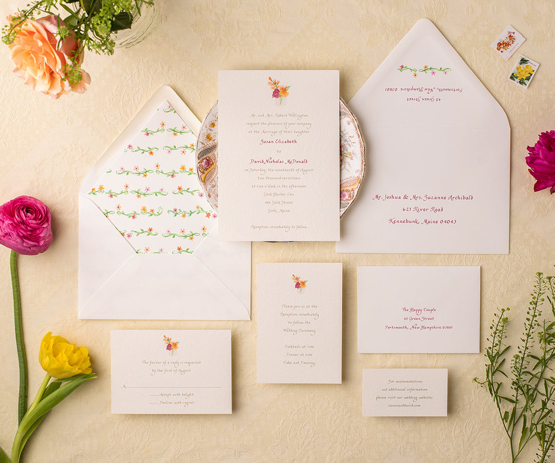 Jar of Blossoms wedding invitation