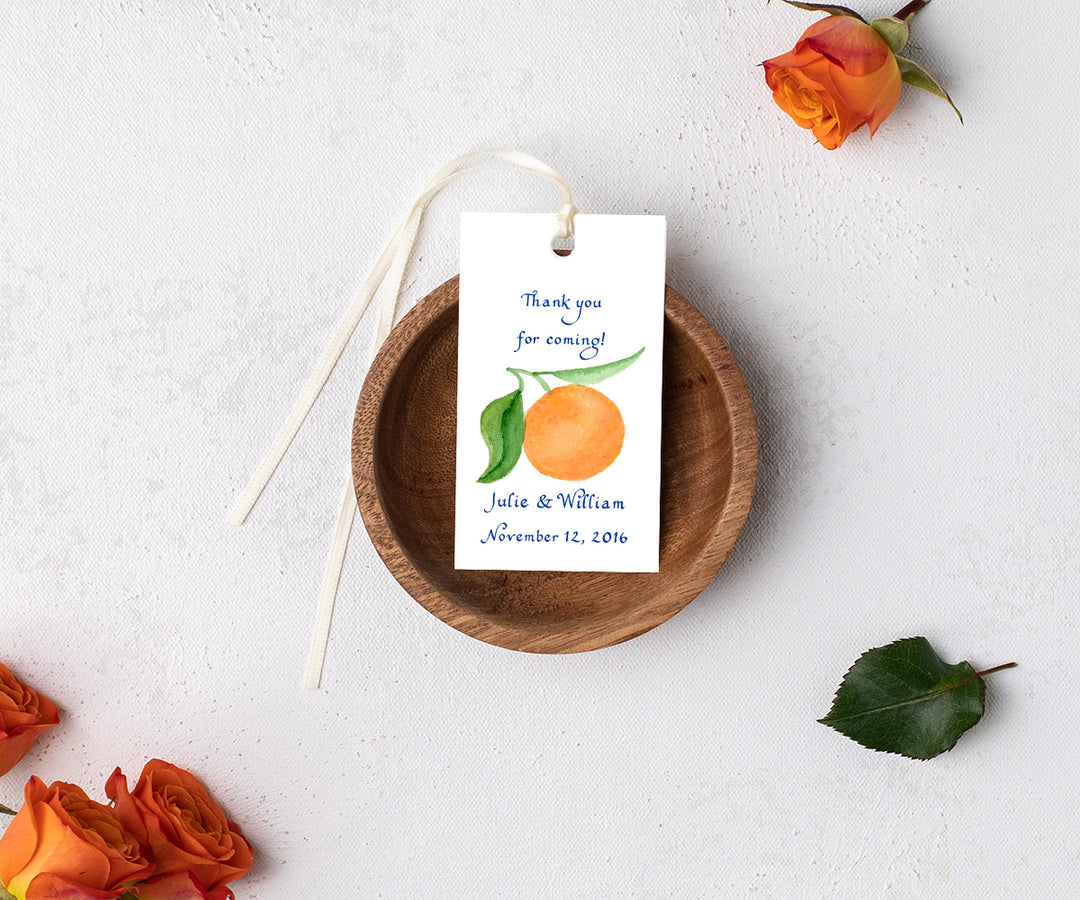 Orange favor tags
