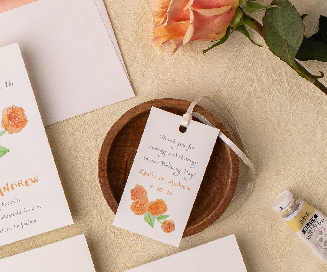 Orange Spray Roses Favor Tags