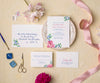 Peony blueberry wedding invitation