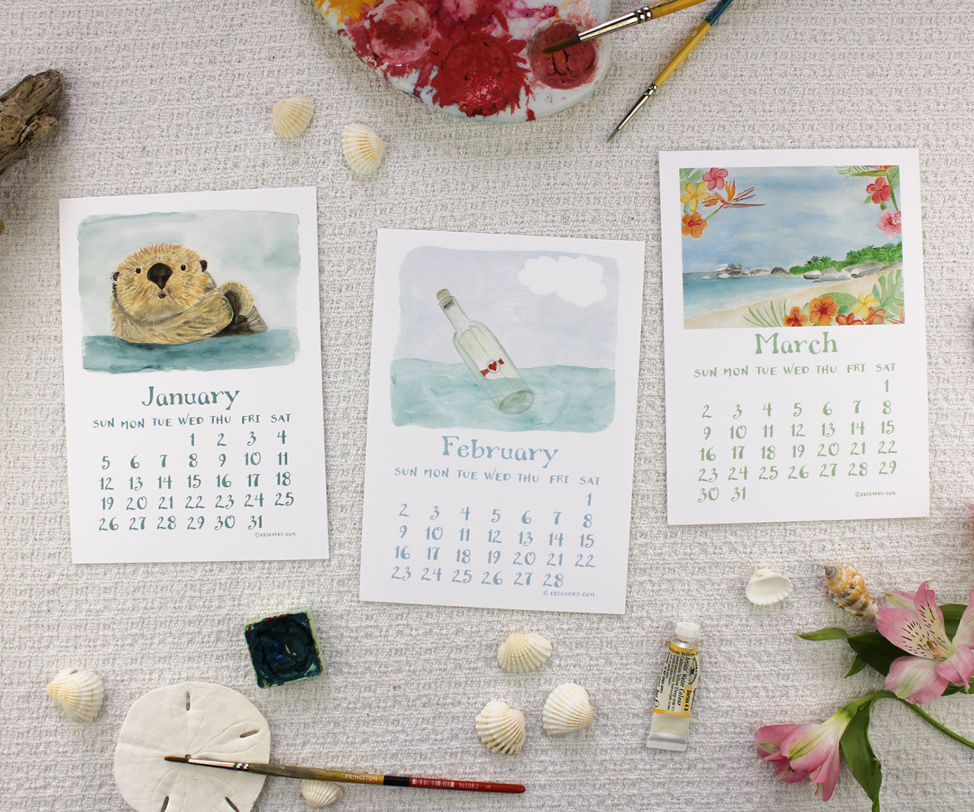 2025 Watercolor The Sea Desk Calendar – El's Cards