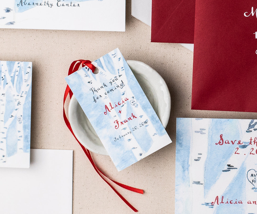 Winter Birches Favor Tags