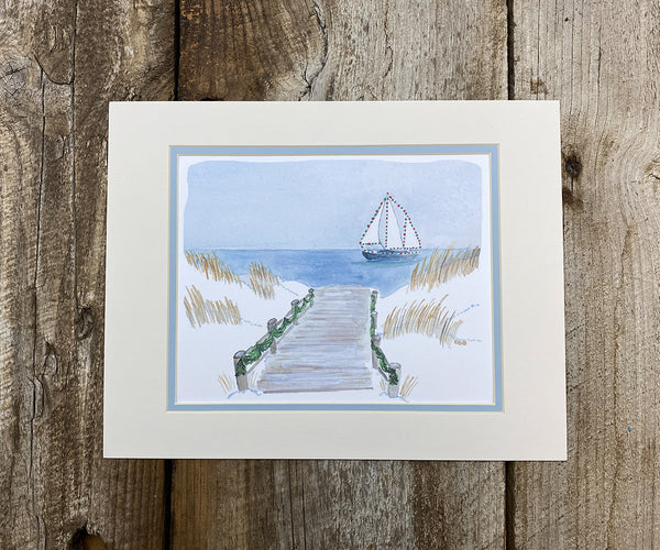 Beach Boardwalk Christmas Print