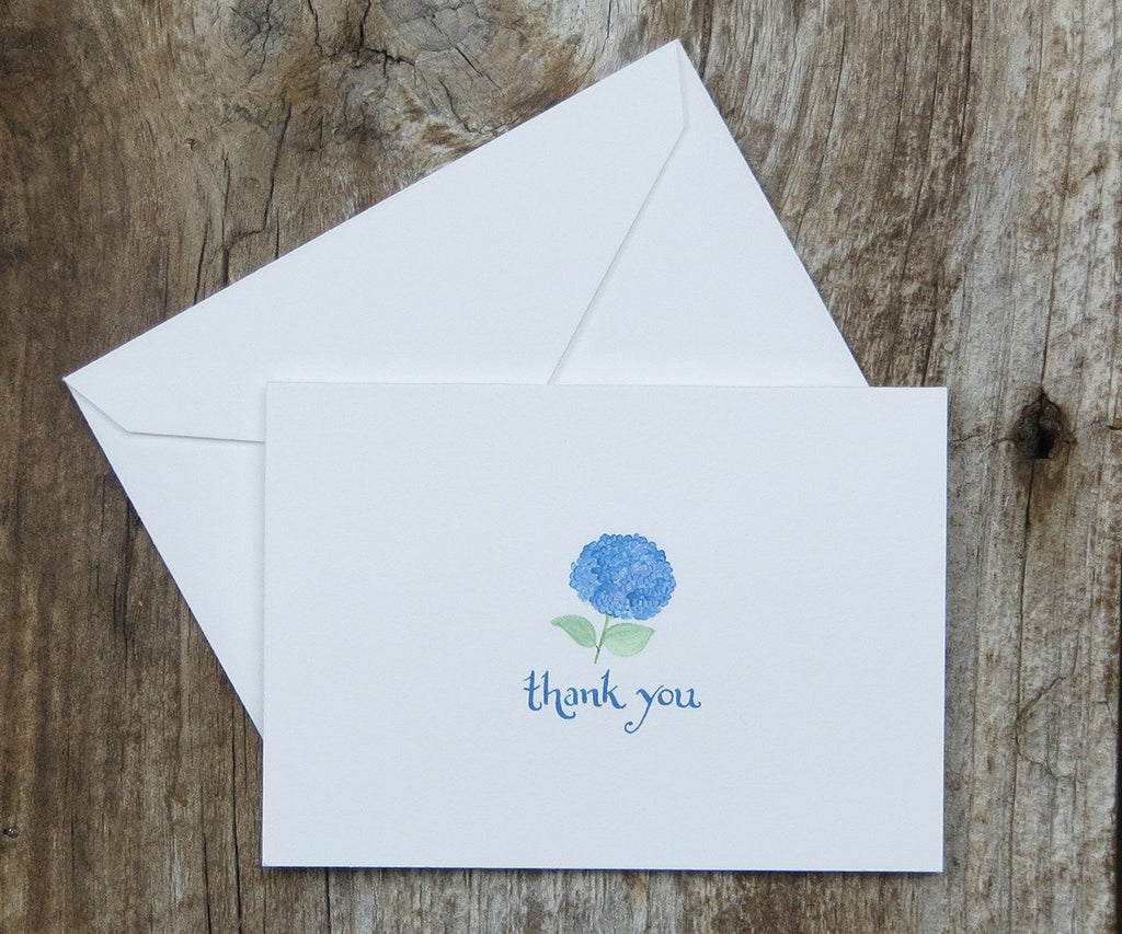 Blue hydrangea thank you note