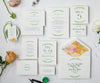 Encircled with greens wedding invitation full suite