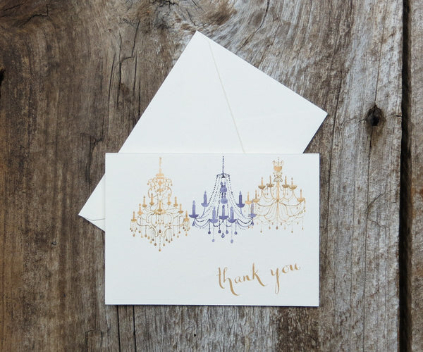 Gold chandelier thank you note