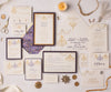 Gold chandelier wedding invitation