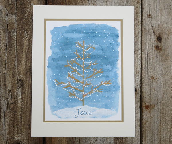 peace christmas tree print