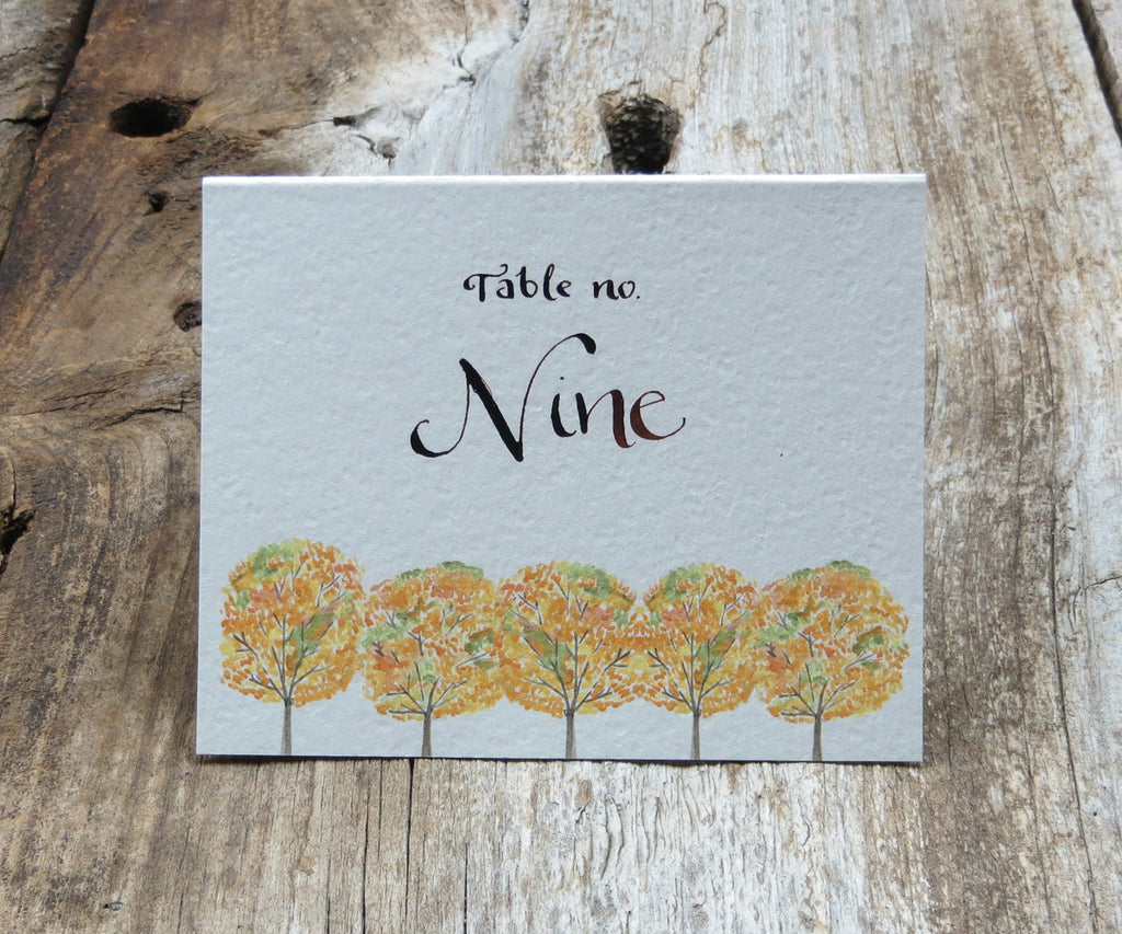 Yellow Autumn Trees Table Signs