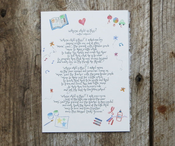 Teacher Poem Card