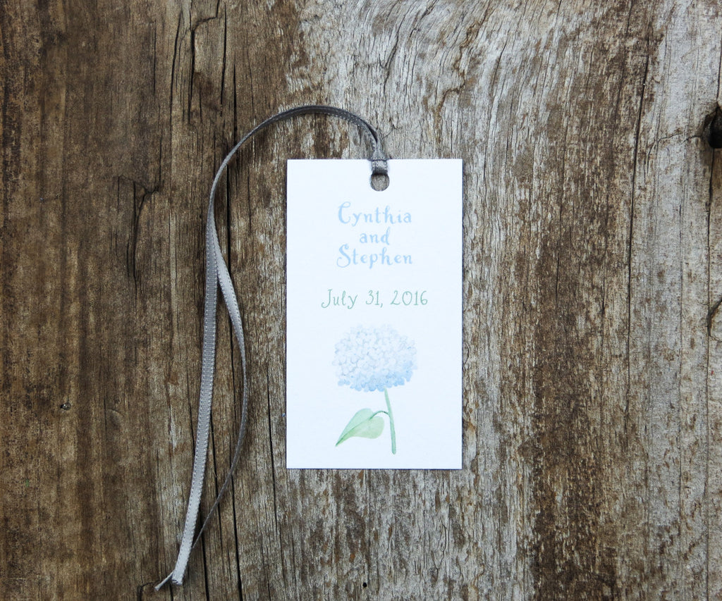 White Hydrangea Favor Tags
