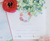 hydrangea and peony wedding crest