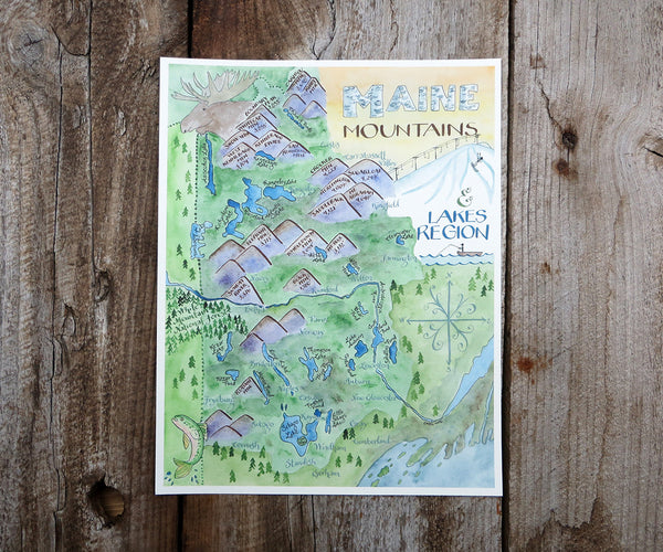 Map of Maine Mountains & Lakes Region