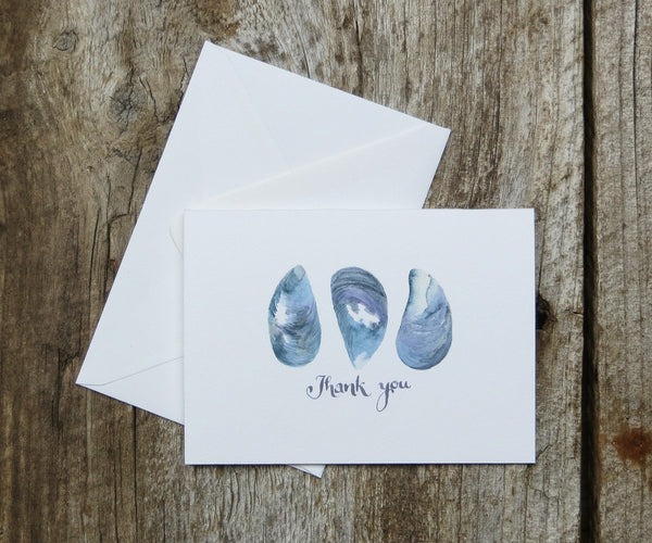 Mussel shells thank you note