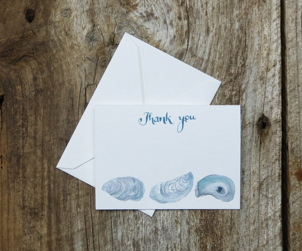 Oyster shells thank you note