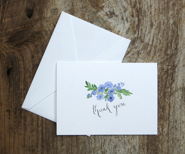 Periwinkle bouquet thank you note