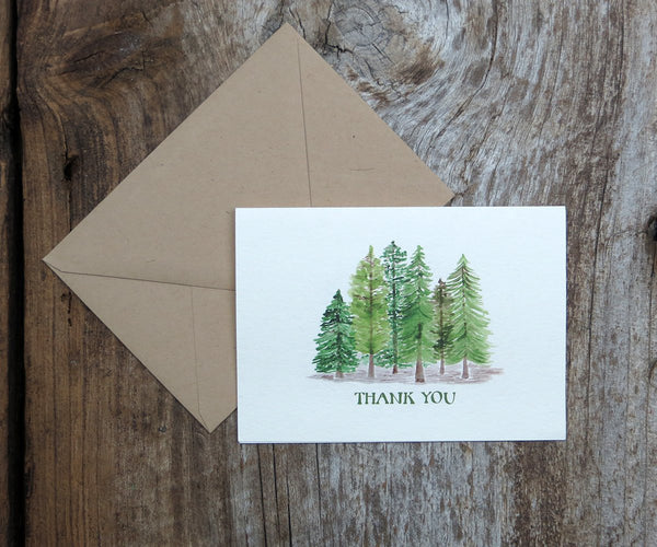 Pine trees thank you note