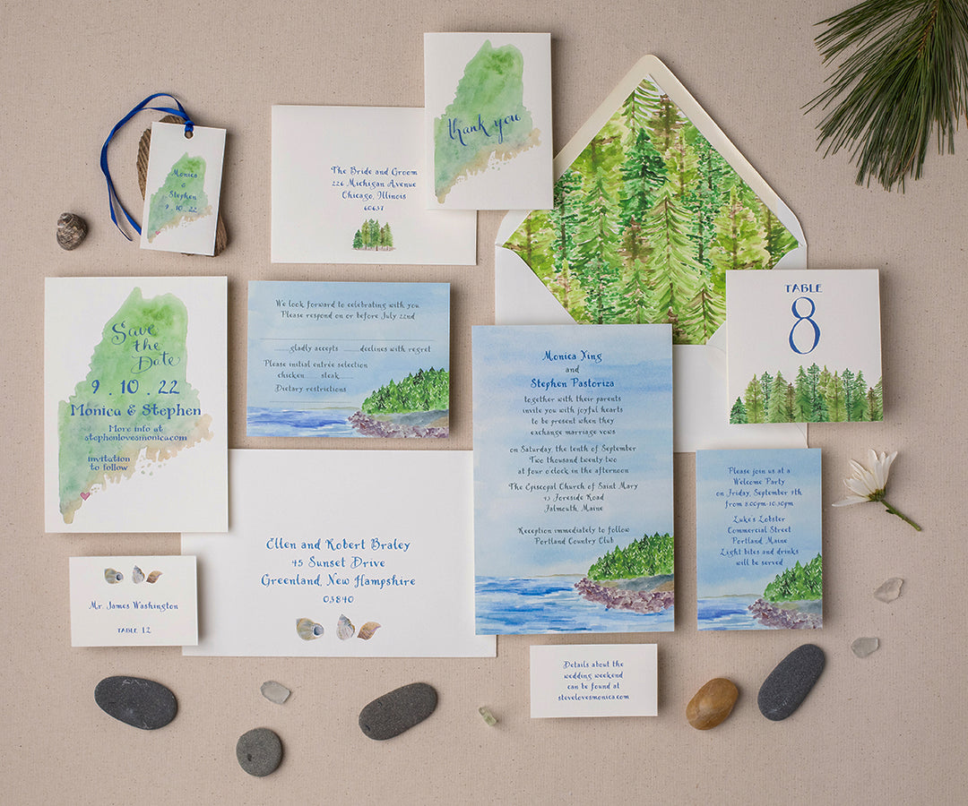 Rocky Shore wedding invitation full suite
