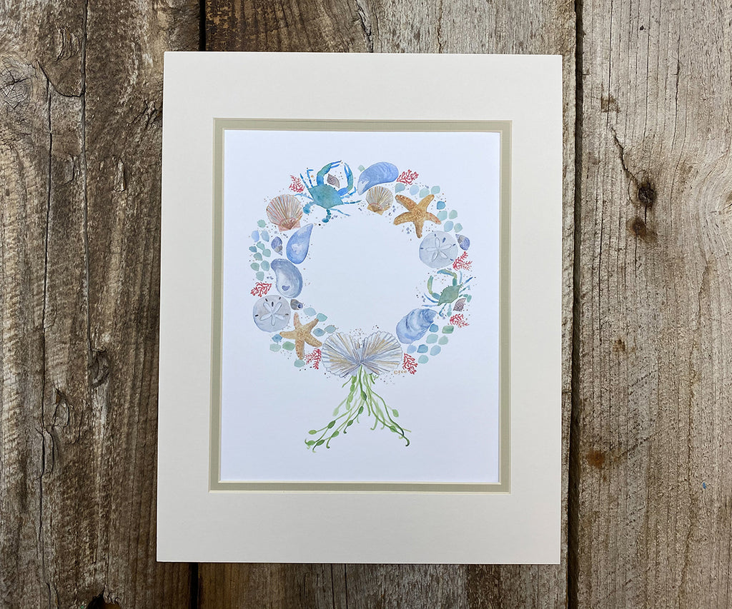 Sea wreath Christmas print