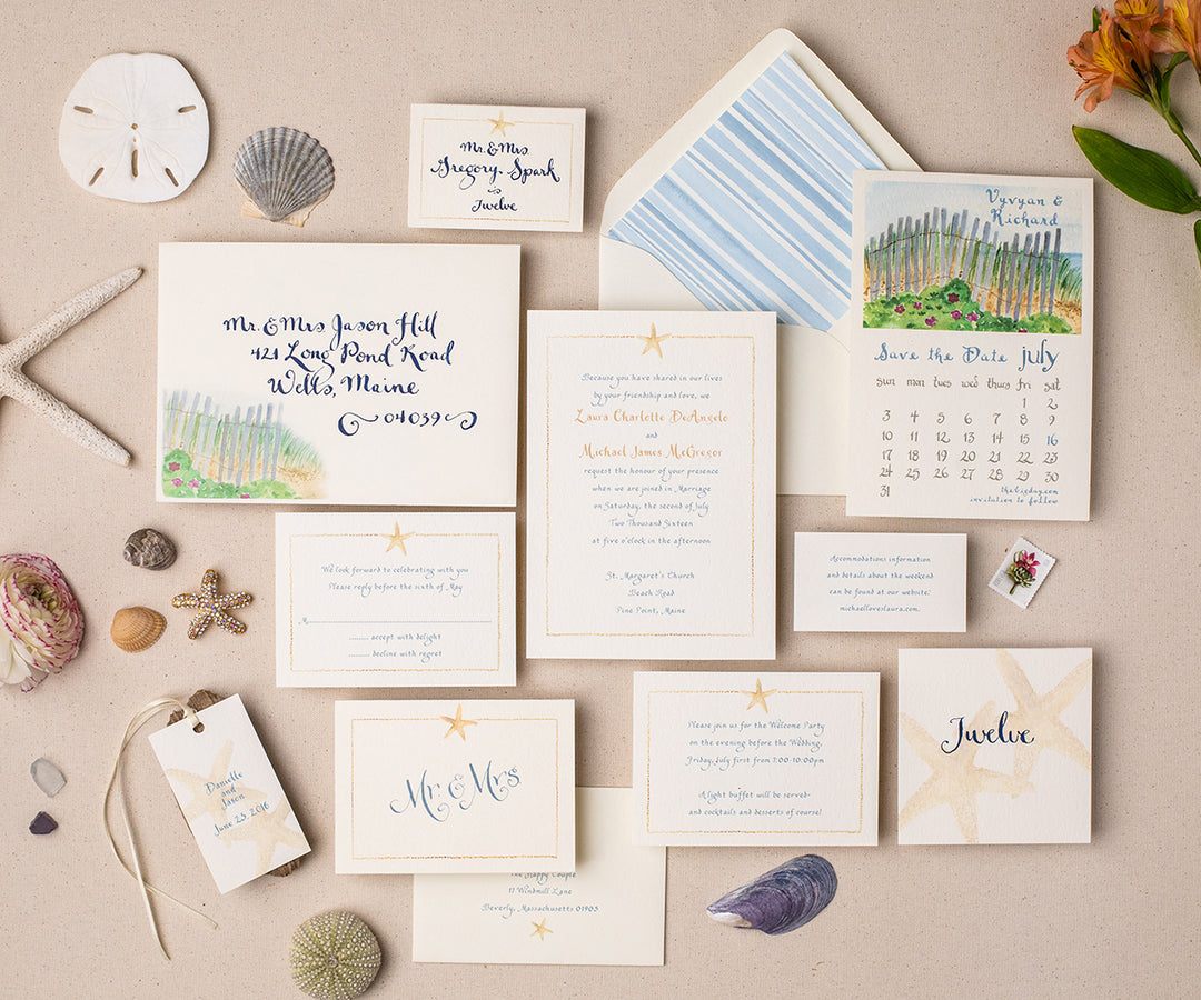 starfish in the sand wedding invitation