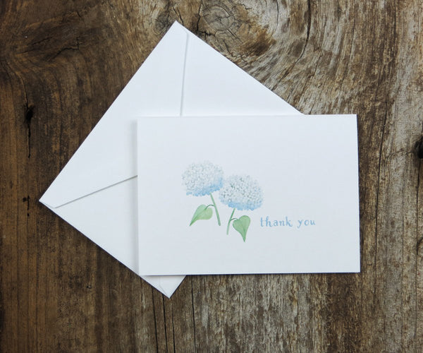 White hydrangea thank you note