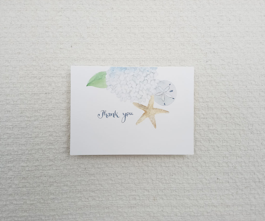 beach hydrangea wedding thank you note