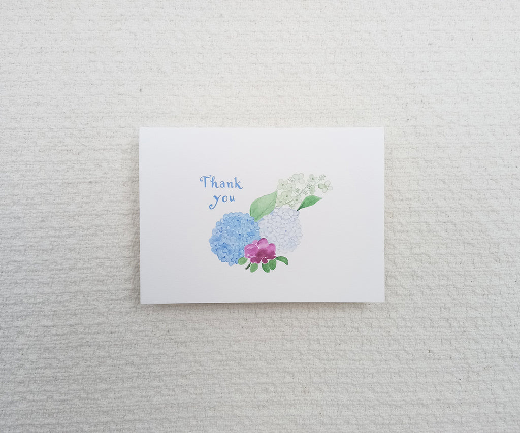 Beach Rose and hydrangea thank you note