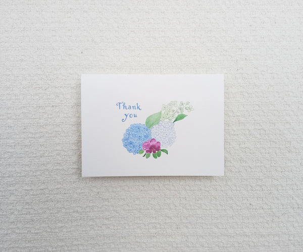Beach Rose and hydrangea thank you note
