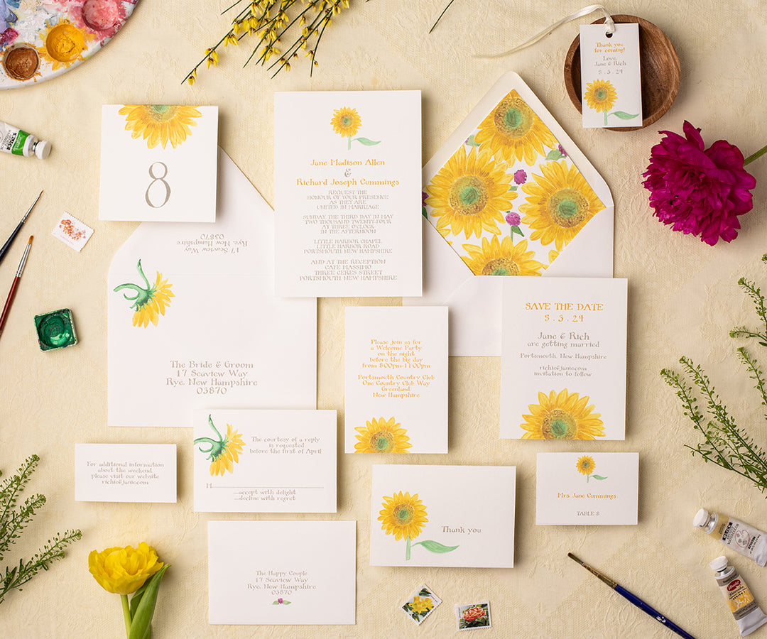 classic sunflower wedding invitations