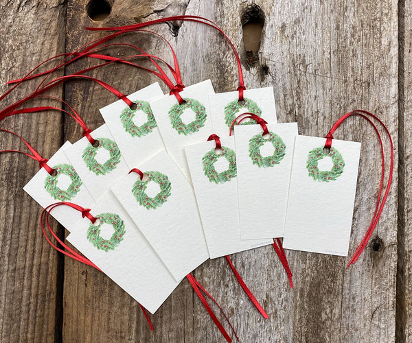 Festive Wreath holiday tags