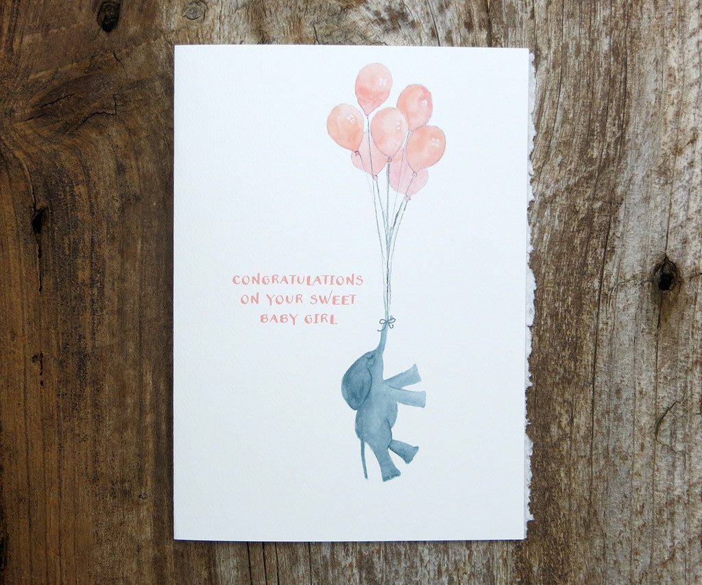 Baby girl elephant card