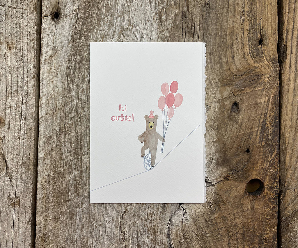 Bear on tightrope card