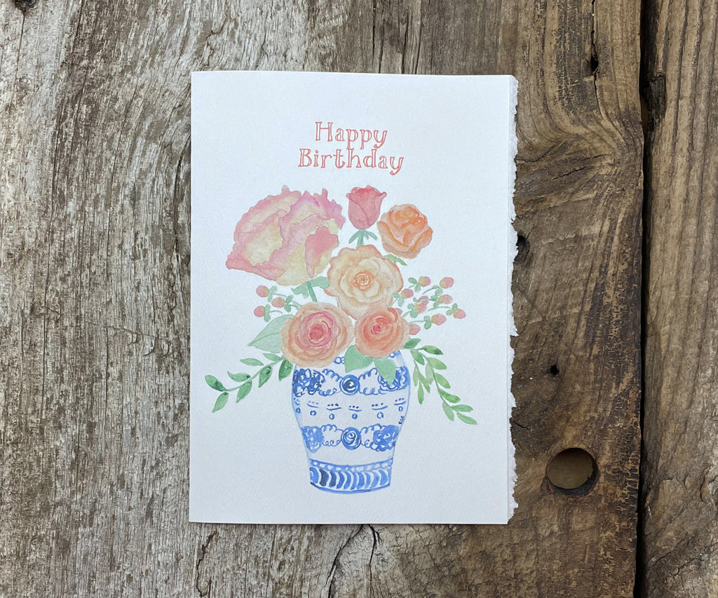 ginger jar bouquet birthday card