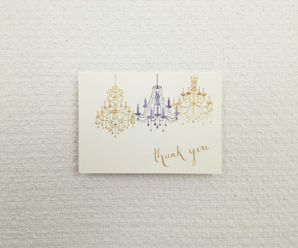 Gold Chandelier Thank You Notes