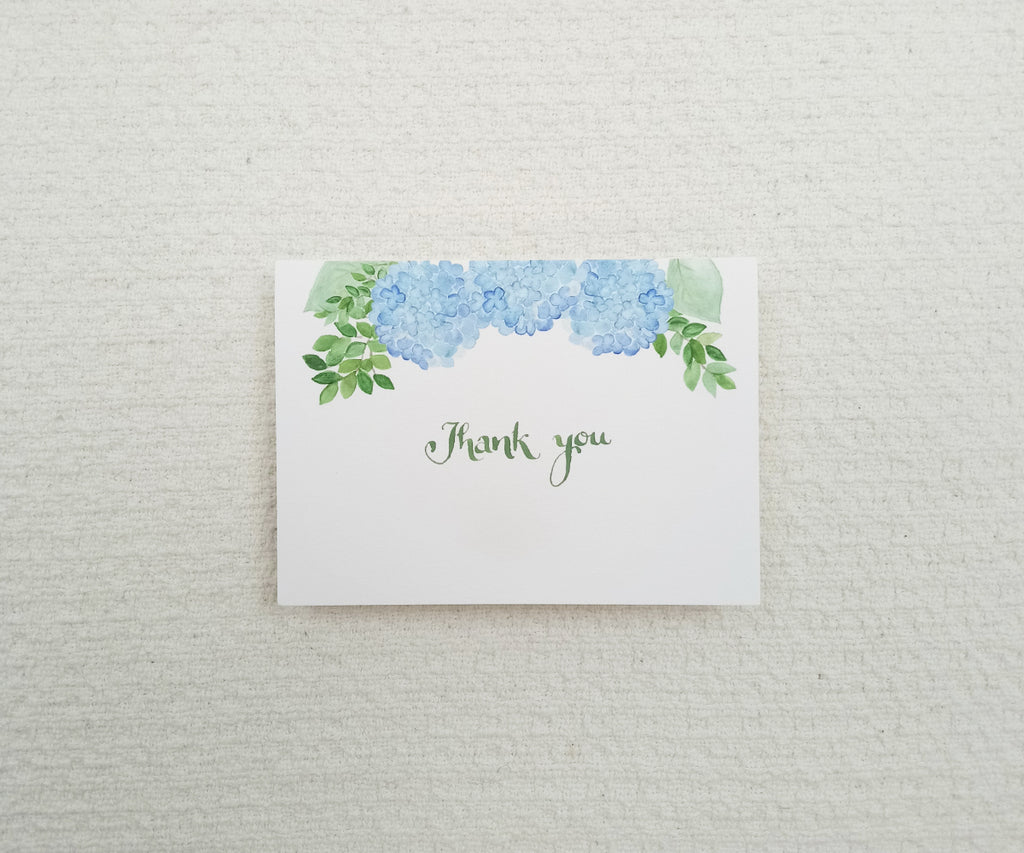 Hydrangeas & Greens Wedding Thank You Notes