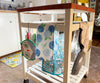 new hydrangea towel in kitchen