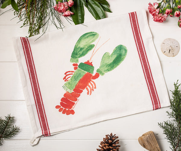 Lobster with Mittens tea towel