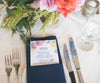 floral and blueberry watercolor wedding menu