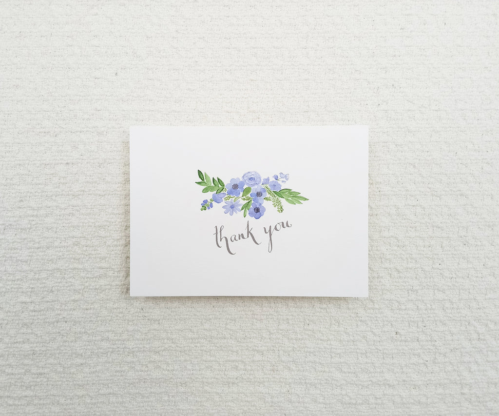 Periwinkle Bouquet Wedding Thank You Notes