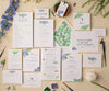 periwinkle bouquet wedding invitation