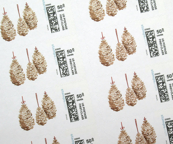 Pine Cones Christmas Stamps
