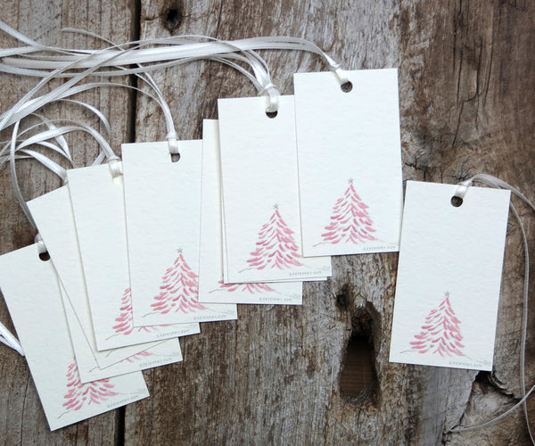 Pink Tree Holiday Gift Tags