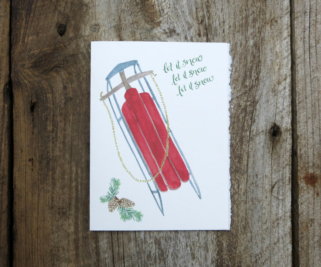 Red Sled Holiday Card