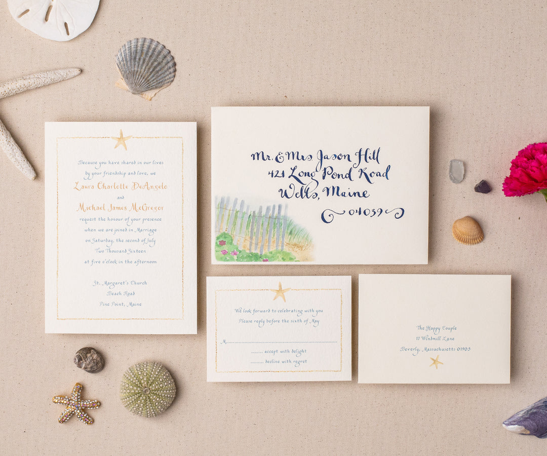 starfish in the sand wedding invitation