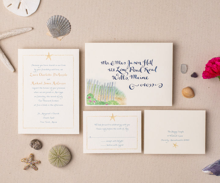 starfish in the sand wedding invitation
